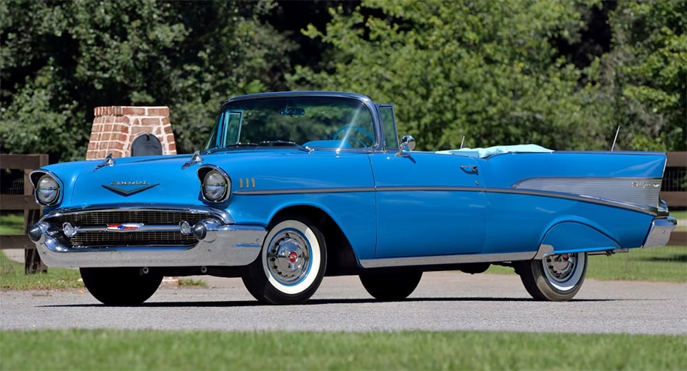 1957 Chevy Bel Air convertible front blue copy