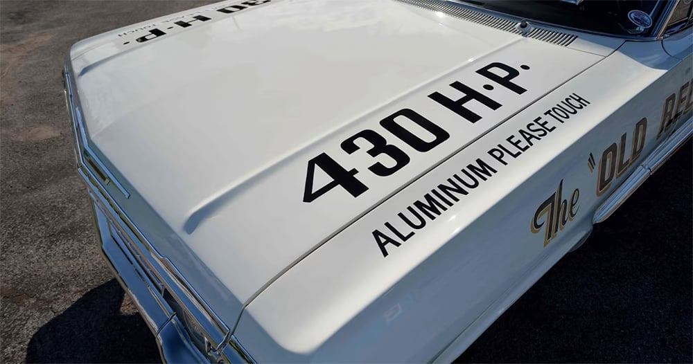 1963 Chevy Impala Z11 aluminum hood Old Reliable copy