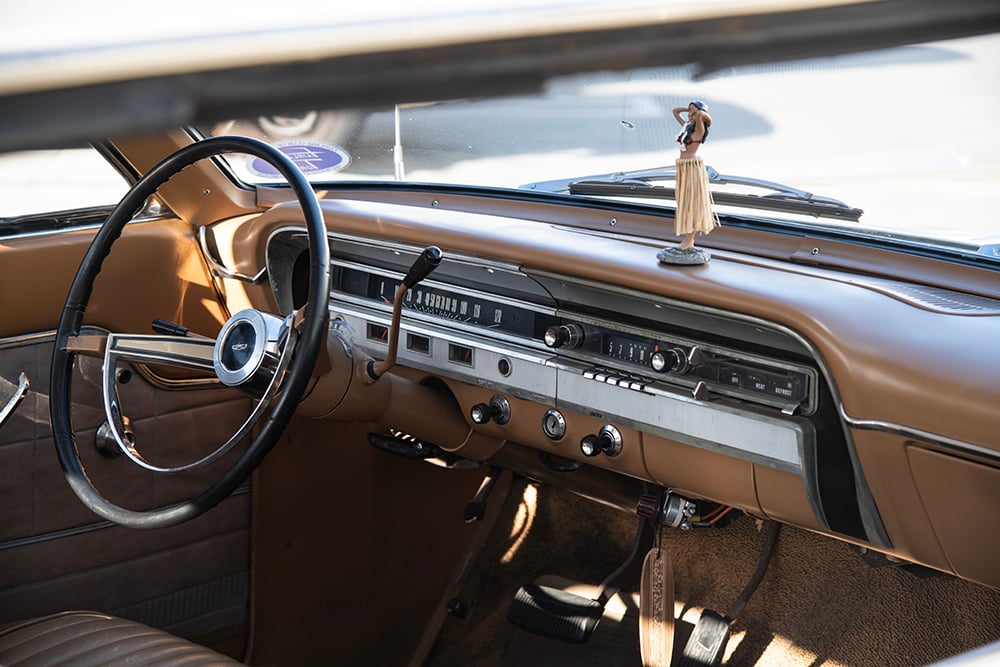 1965 Fairlane 500 dash showing AM radio