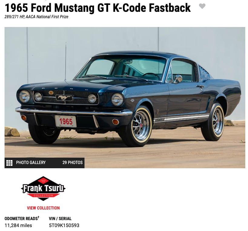 1965 Mustang K fastback VIN decoder