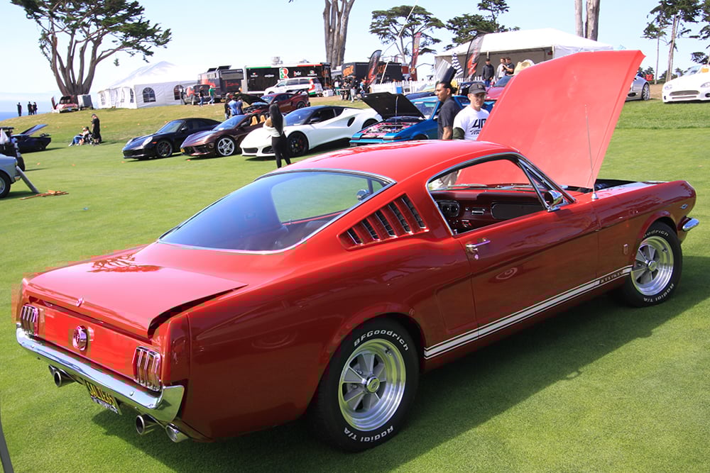 1965 Mustang fastback red rear