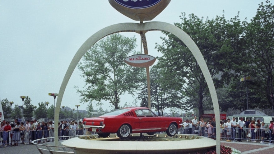 1965 Mustang red at worlds fair