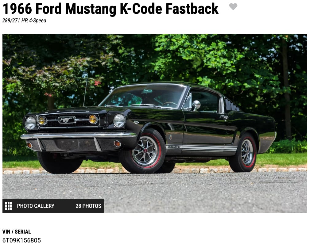 1966 Mustang K  fastback VIN decoder