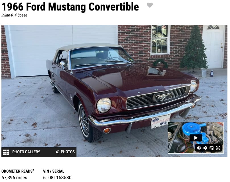 1966 Mustang conv straight 6 VIN decoder