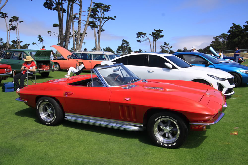 1966 red Corvette sideish