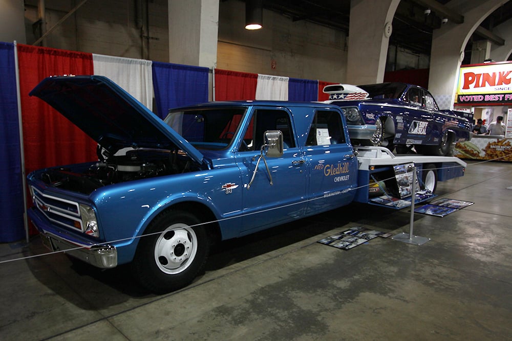 1967 Chevy hauler with Impala drag car