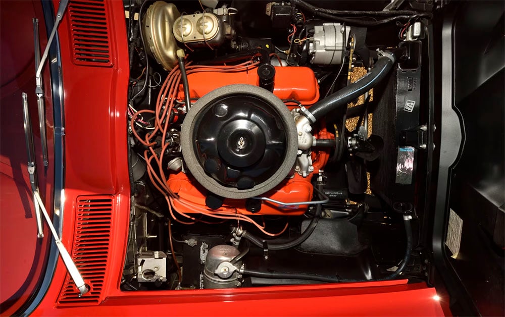 1967 Corvette L-88 engine in the only Rally Red coupe copy