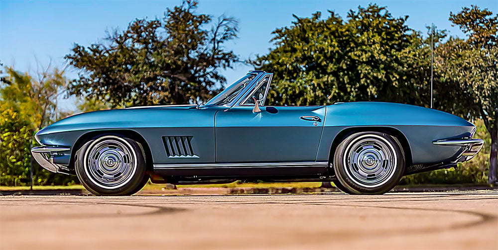 1967 Corvette convertible L71 side view Code 977 Lynndale Blue paint copy