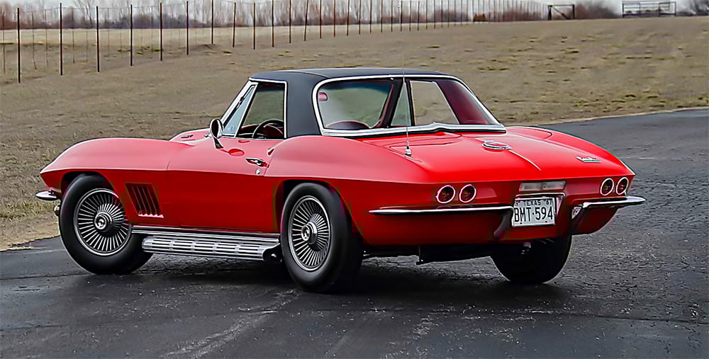 1967 Corvette convertible red rear with vinyl hardtop copy