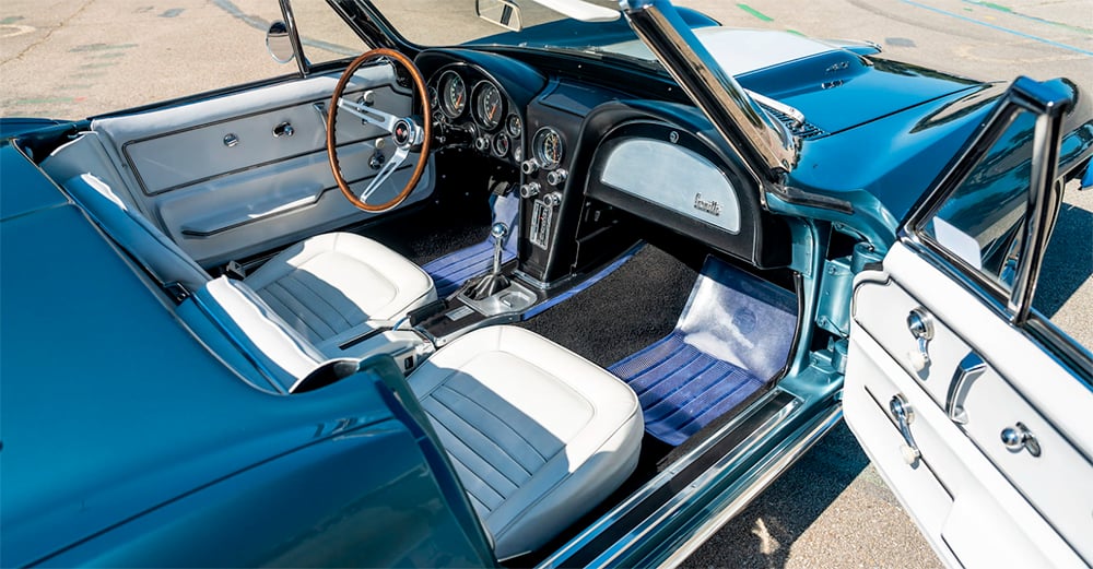 1967 Corvette restoration convertible interior blue white interior copy