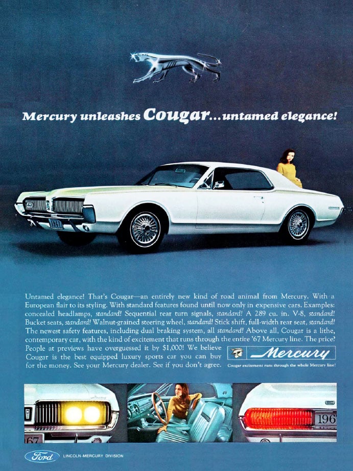 1967 Mercury Cougar ad copy