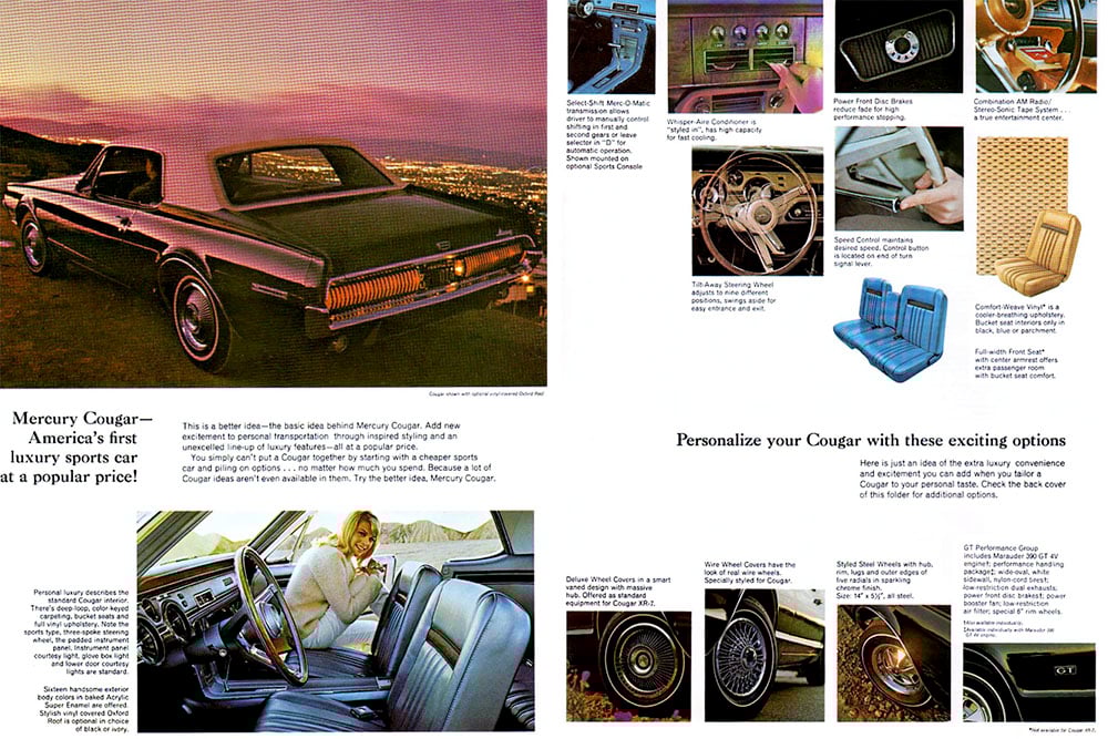1967 Mercury Cougar brochure options copy