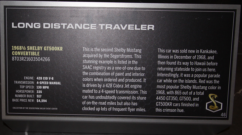 1968 Long Distance Traveler placard
