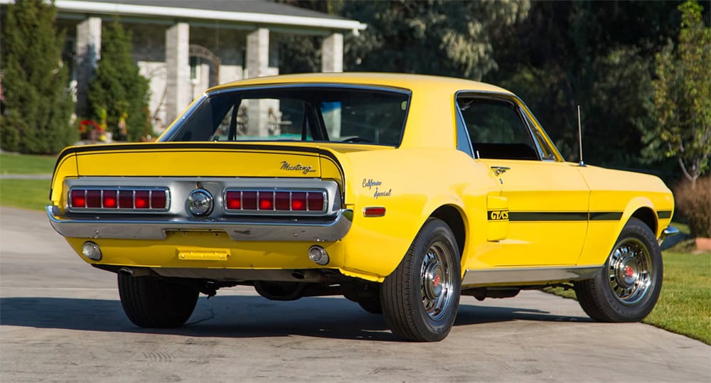 1968 Mustang GTCS yellow rear Mecum copy