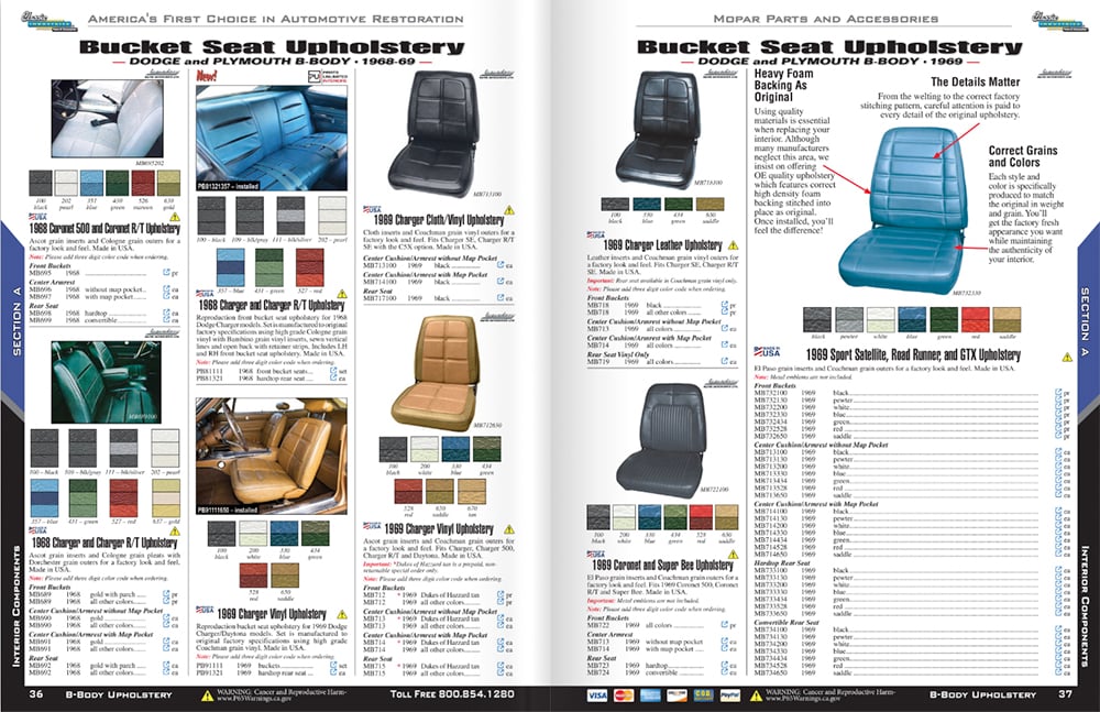1968-1969 Dodge Plymouth B-Body seat upholstery p 36-37 copy
