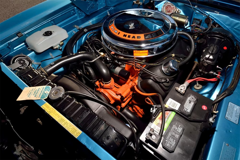 1969 Dodge Charger Hemi 426 engine blue copy