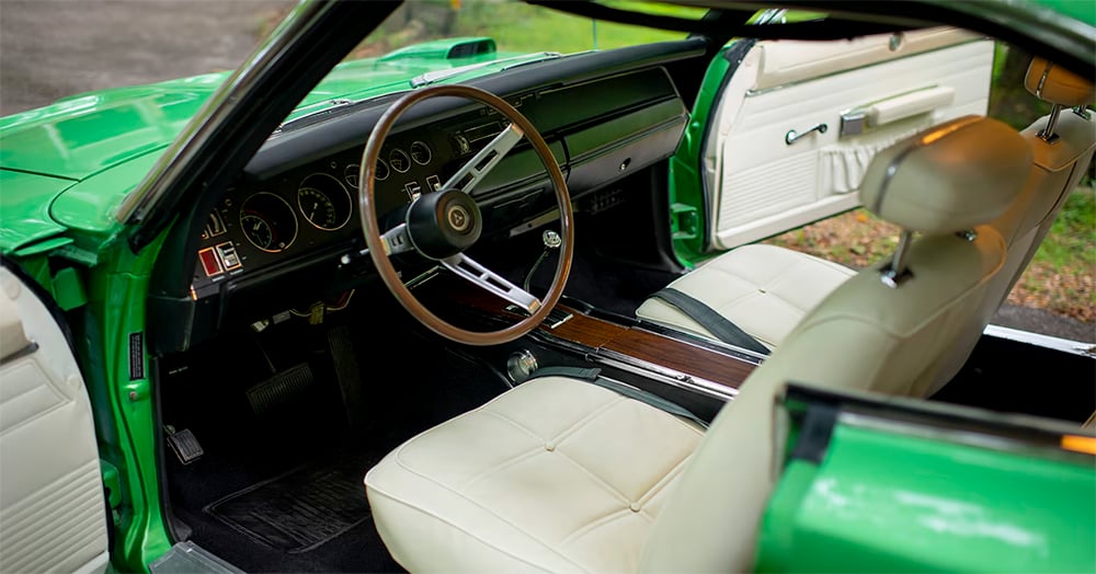 1969 Dodge Daytona interior white green exterior copy