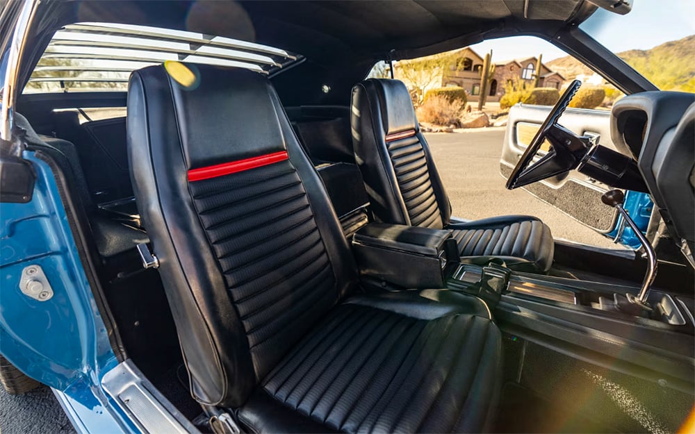 1969 Mustang Mach 1 Acapulco Blue restomod interior PUI copy