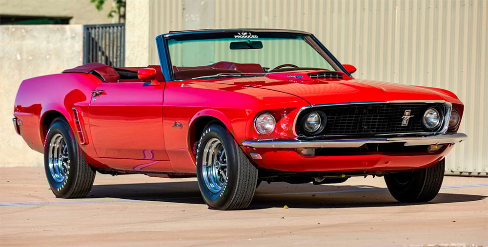 1969 Mustang convertible bright red front copy