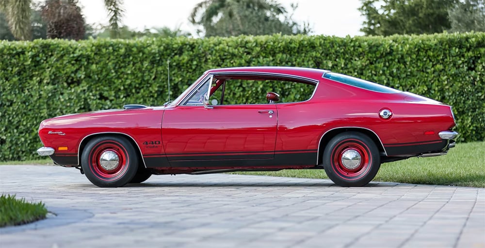 1969 Plymouth Barracuda red side view copy