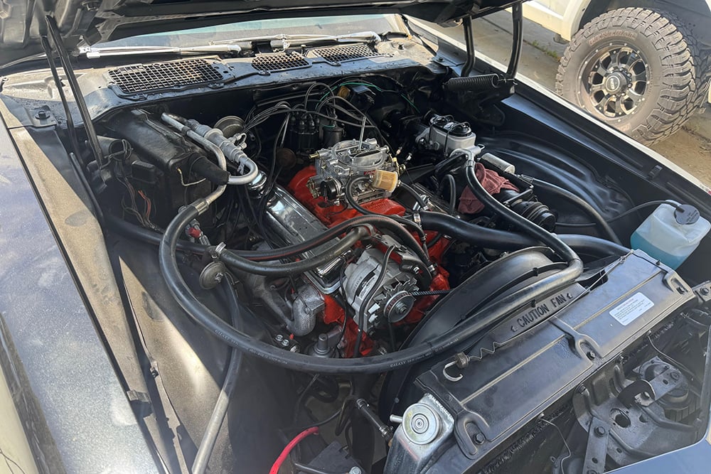 1971 Camaro SS engine bay and old engine copy