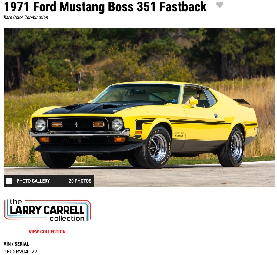 1971 Mustang Boss 351 VIN decoder