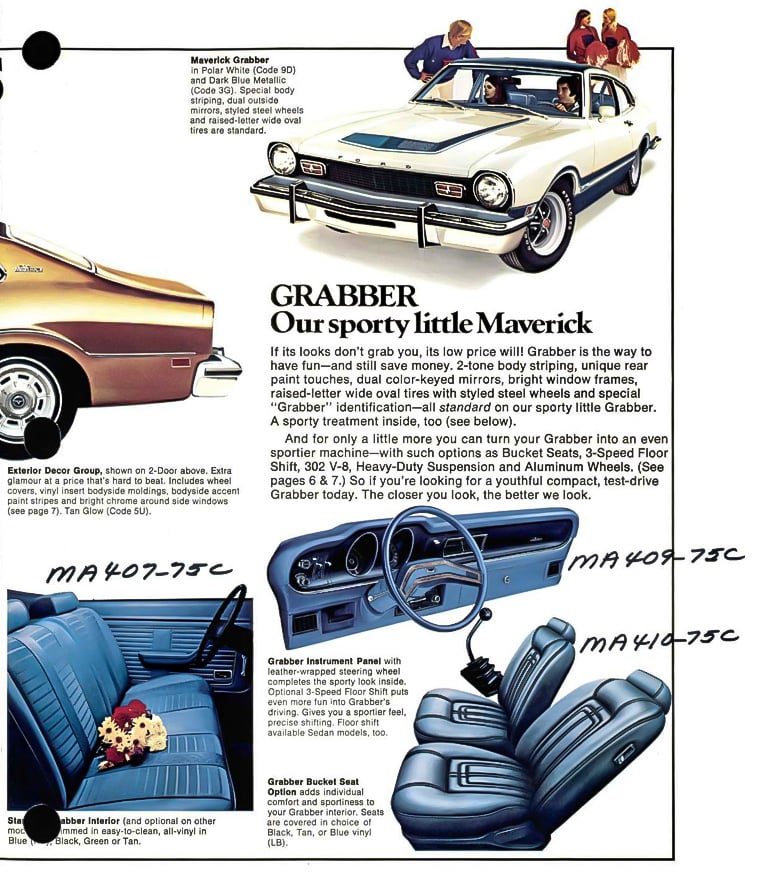 1975 Ford Maverick brochure Grabber shown copy