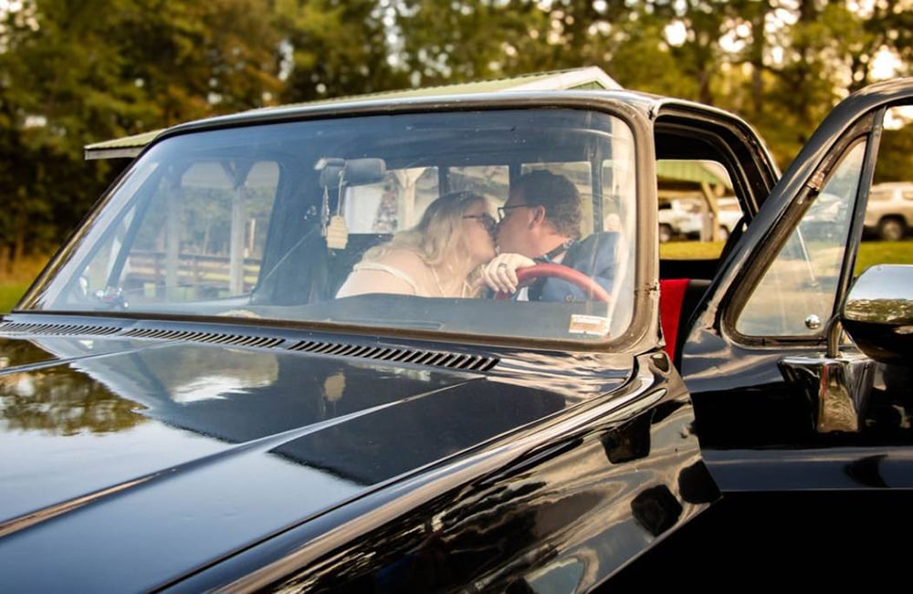 1977-78 Chevy truck newlyweds kissing