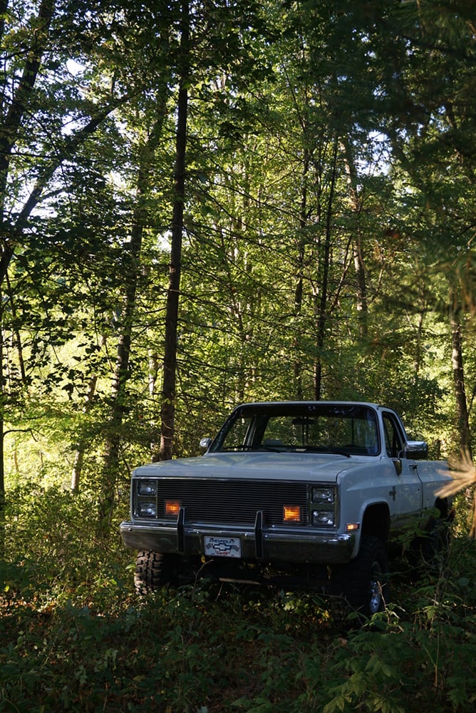 1985 Chevy K10 in the woods copy