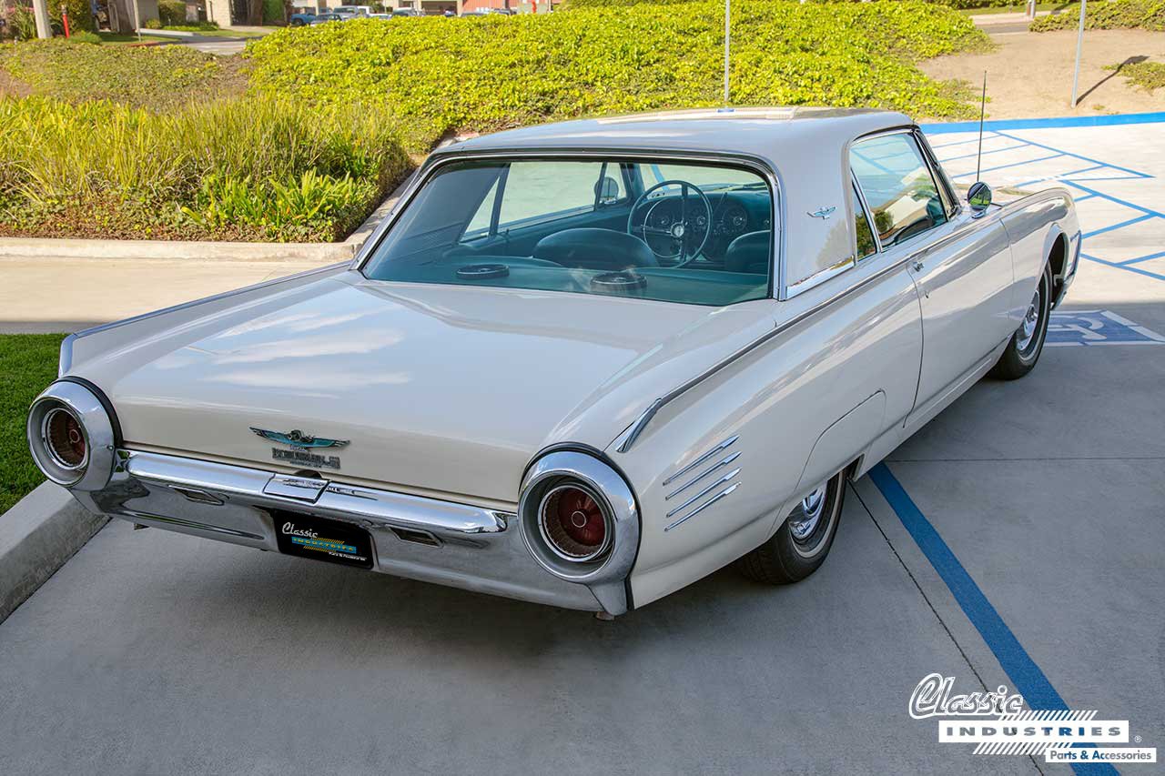 61_Ford_Thunderbird_Cream_Three_Fourth_Rear