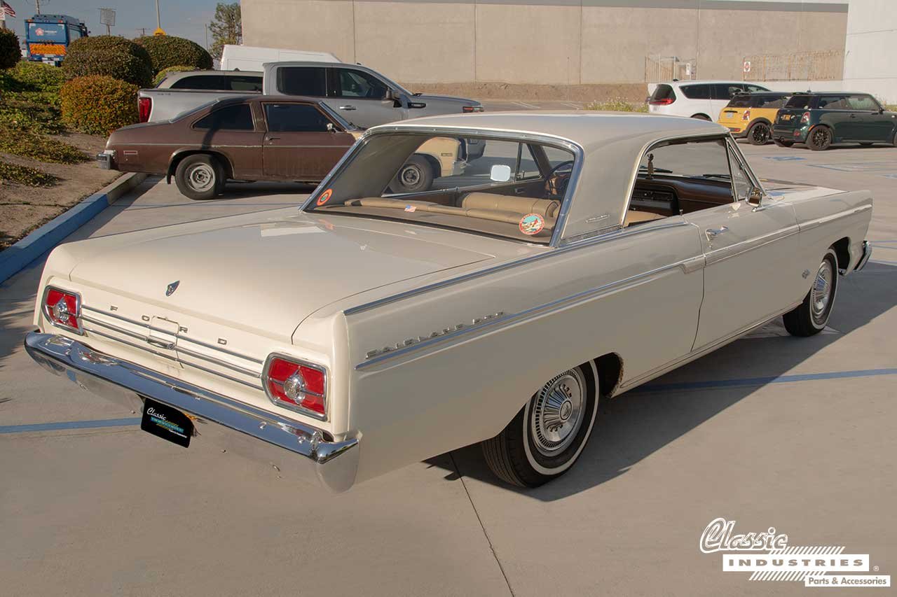 65_Ford_Fairlane_WHite_THree_Fourth_Rear