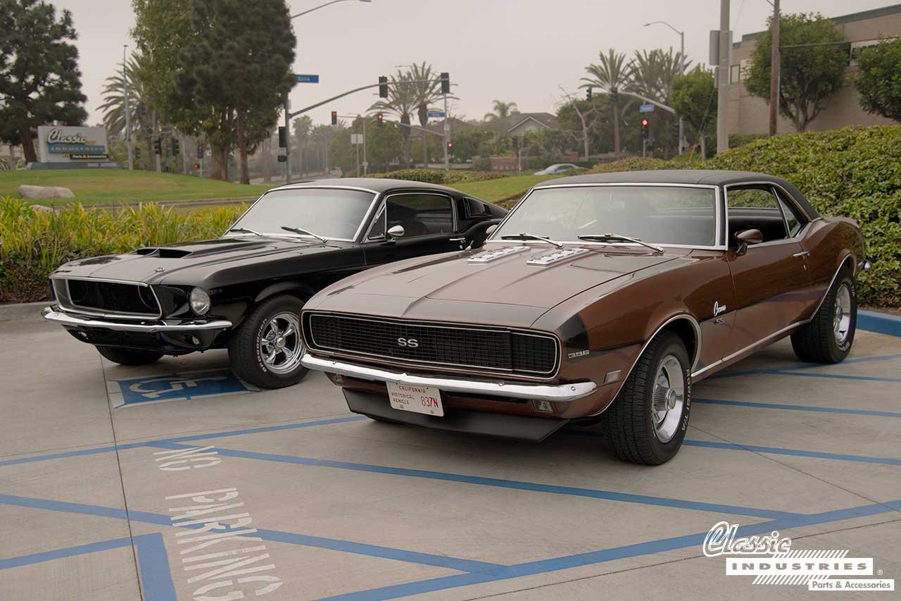 68_Camaro_SS_Brown_68_Camaro_Next_to_67_Mustang