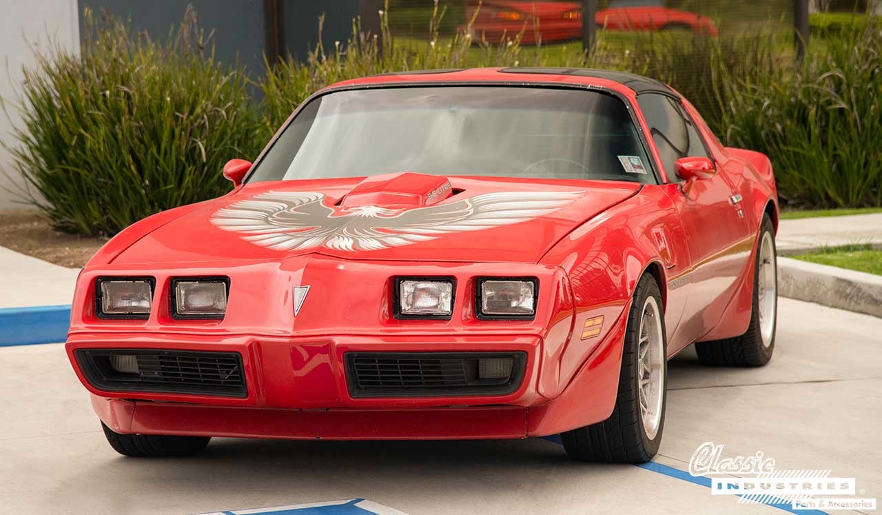 79_Red_Pontiac_Trans_Am_Evan_Rose_Lead_Three_Fourth_Front