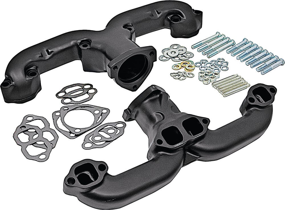 A7700104 1947-72 Chevrolet Small Block V8 Ram Horn Exhaust Manifolds Black Ceramic copy