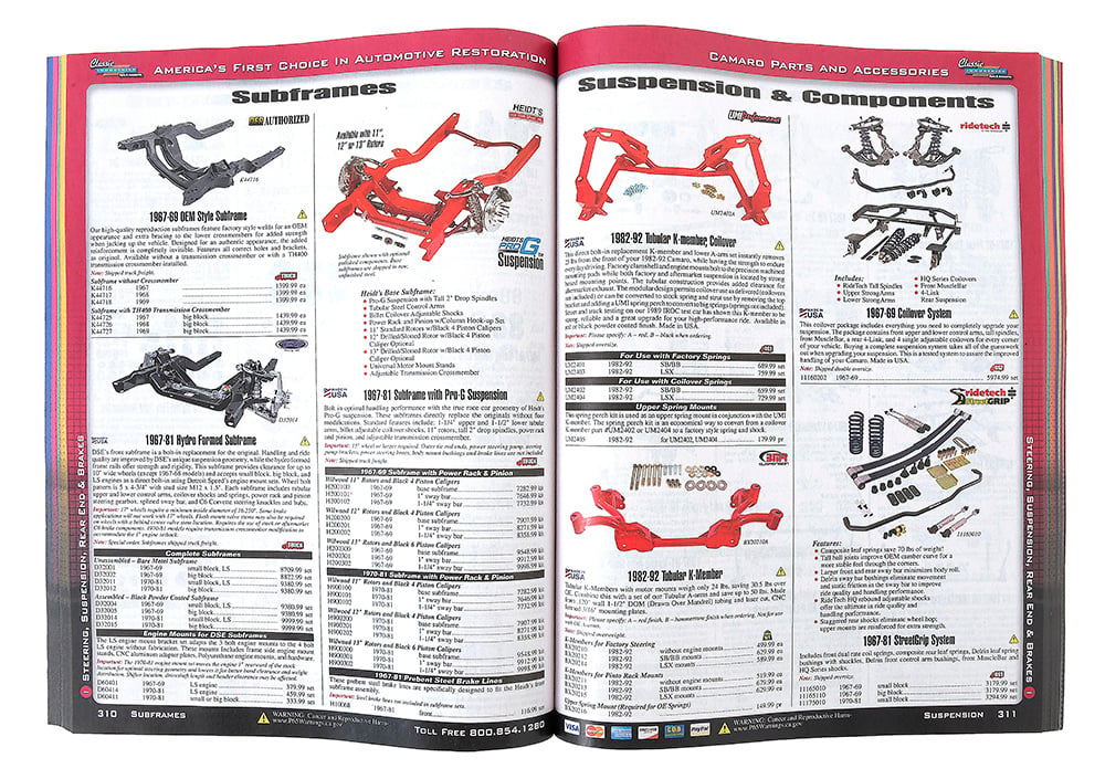 Camaro catalog spread copy