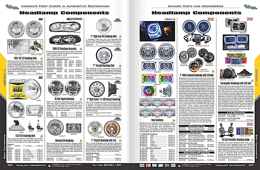 Camaro digital catalog 1967-02 headlamp components copy