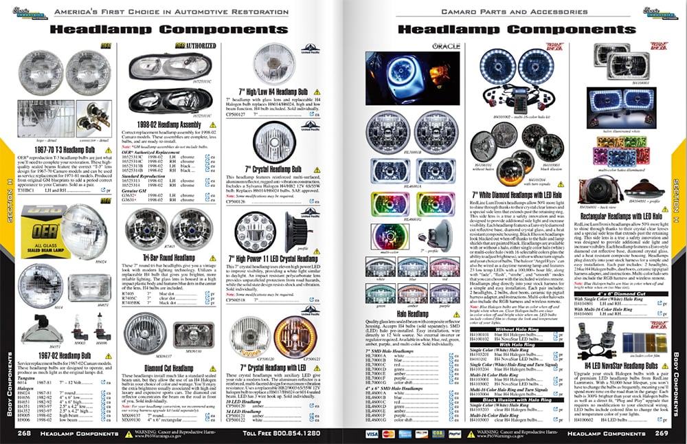 Camaro digital catalog headlights 268-269 great copy
