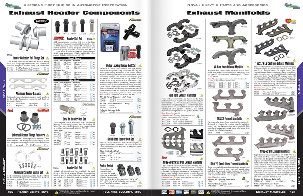 Chevy II Nova Exhaust Header components and Exhaust Manifolds copy