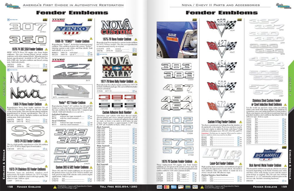 Chevy II Nova fender emblems copy