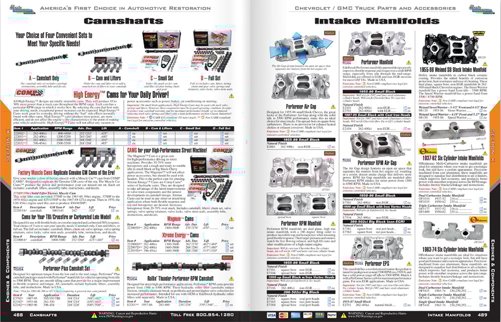 GM truck camshafts and intake manifolds 488 489 copy