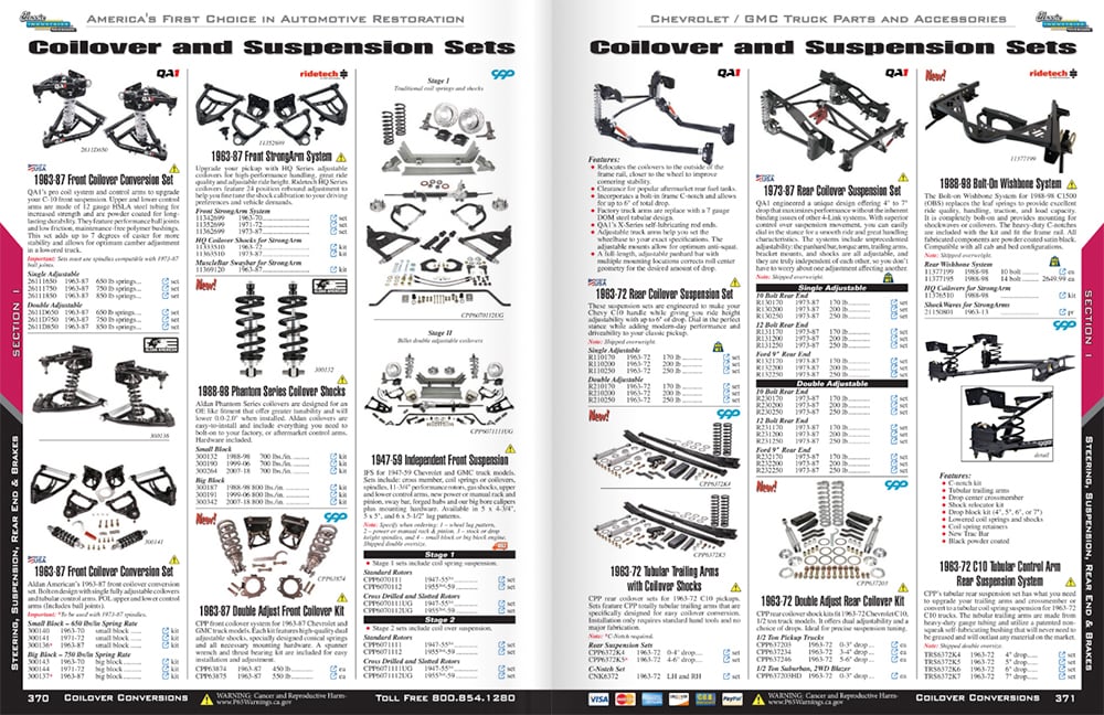 GM truck coilover and suspension sets 370 371 copy