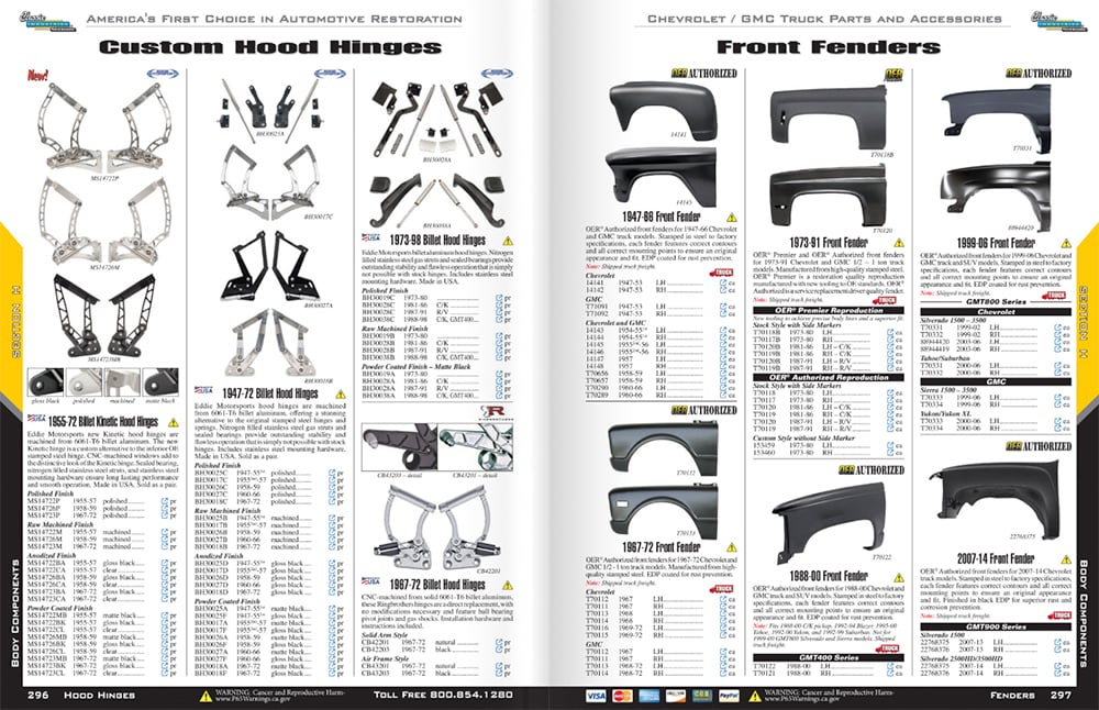 GM truck digital catalog custom hinges front fenders pages 296, 297 copy