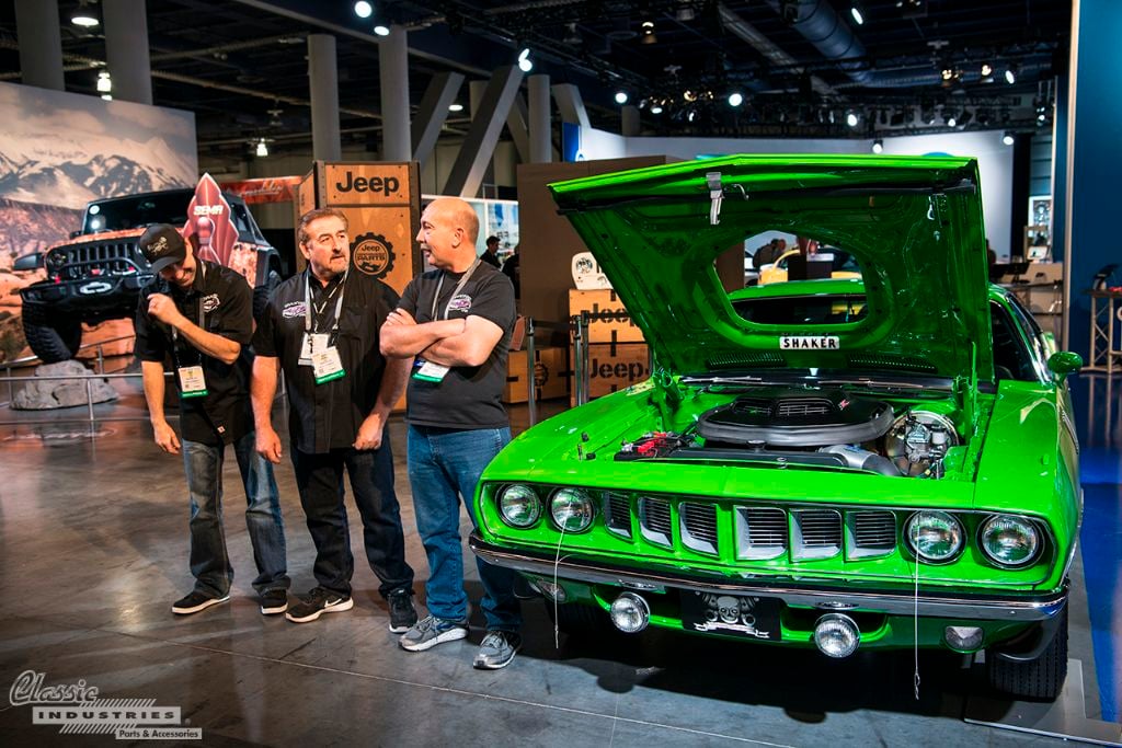This eye-catching '71 'Cuda was built by the Graveyard Carz team, and displayed in the Fiat Chrysler Automobiles booth. We contributed many parts to this resto-mod project.