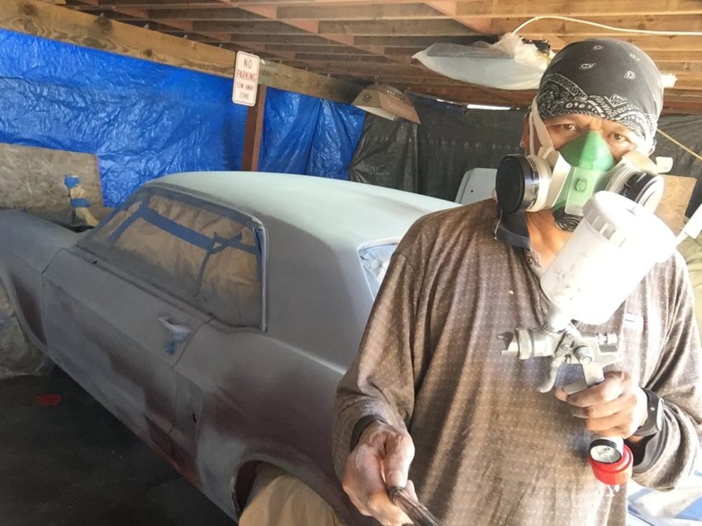 Rudy priming the Mustang GTCS