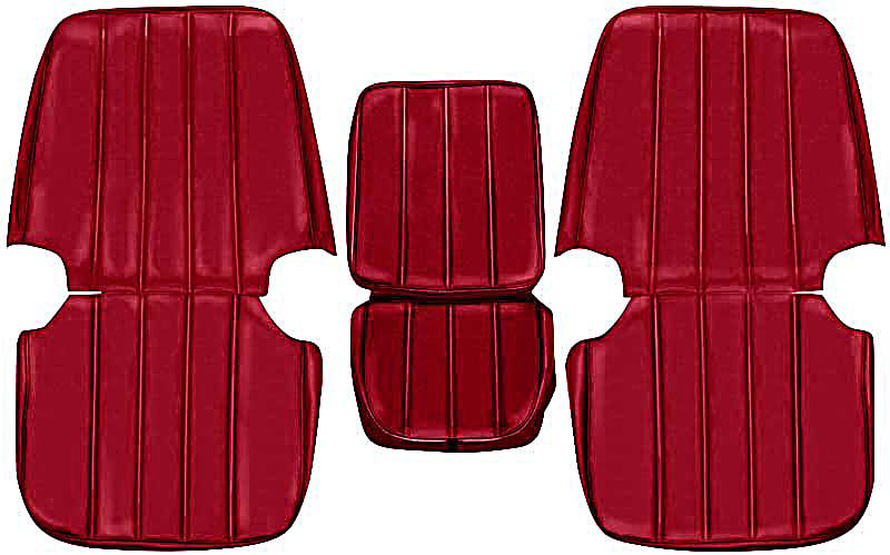 W1026700102 1967-68 Chevy Pickup Truck Bucket Seat Upholstery with Center Armrest Red Vinyl - Brand PUI copy