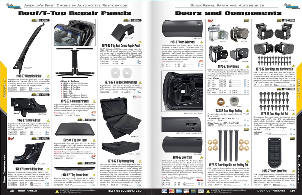 digital Buick Regal roof repair panels doors components copy