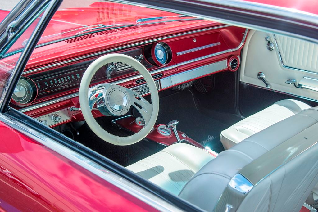 Red and white seem to be a match made in heaven, as illustrated by this Chevy's beautifully restored interior.